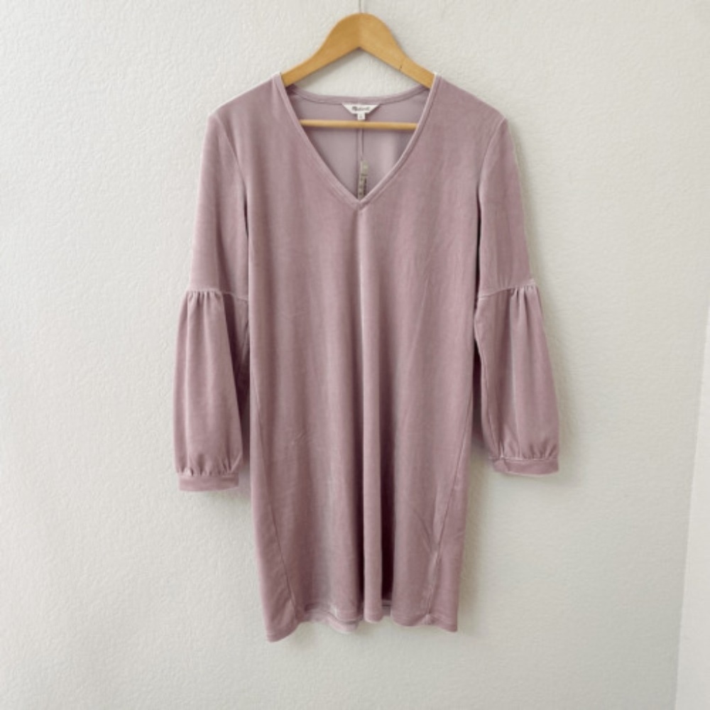NWT Madewell Velvet Velour Dress Size XS Blush Pink